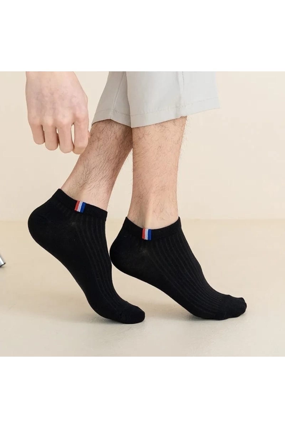 Atacık Çorap  5 Çift Erkek Bilek Çorap Farklı Renkli Lastik Şeritli Erkek Patik Çorap - Görsel 7