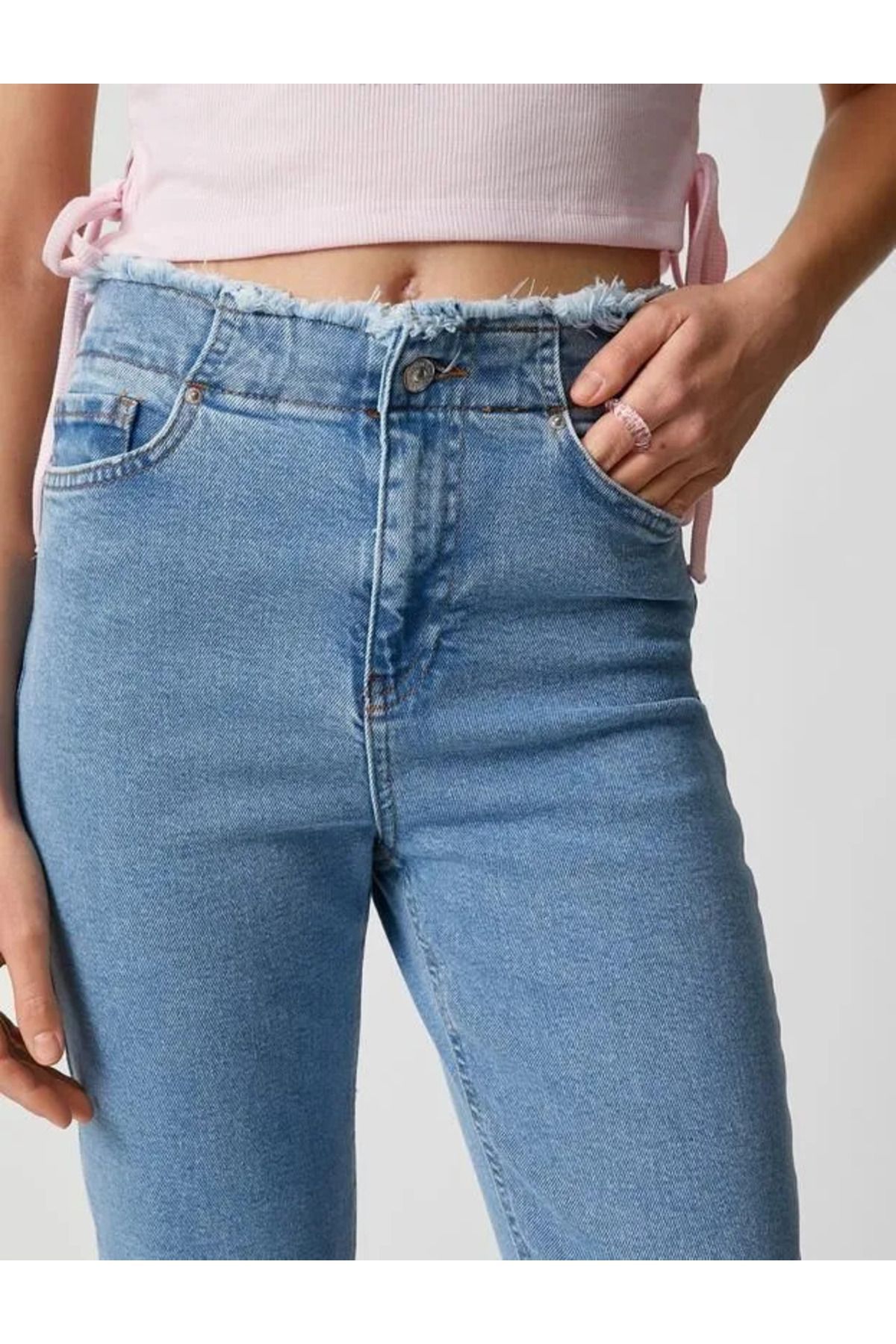 Kadın İspanyol Paça Jean Pantolon