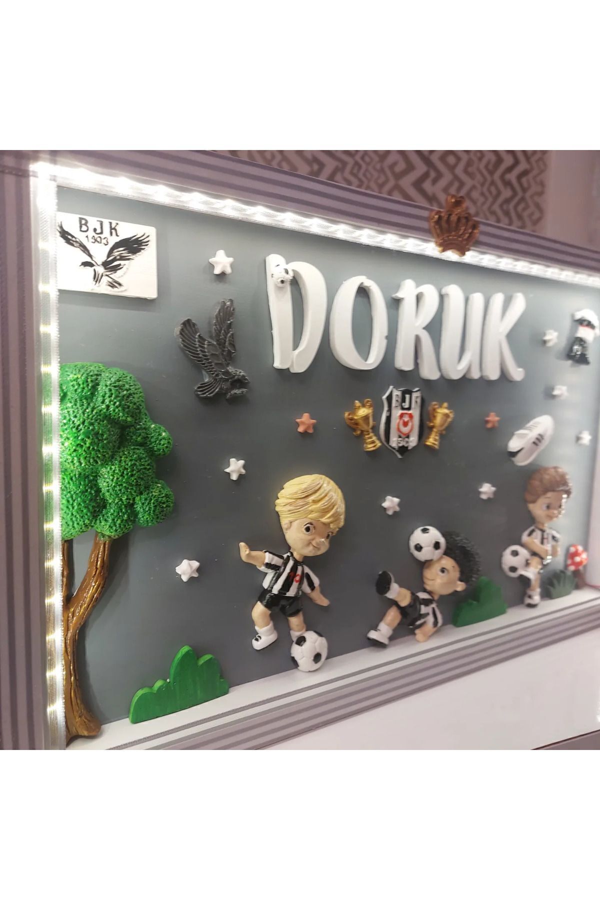 Özlem Bebek Kişiye Özel Ledli Kapı Süsü Beşiktaş Pano fotoğrafı 2 (önizleme)