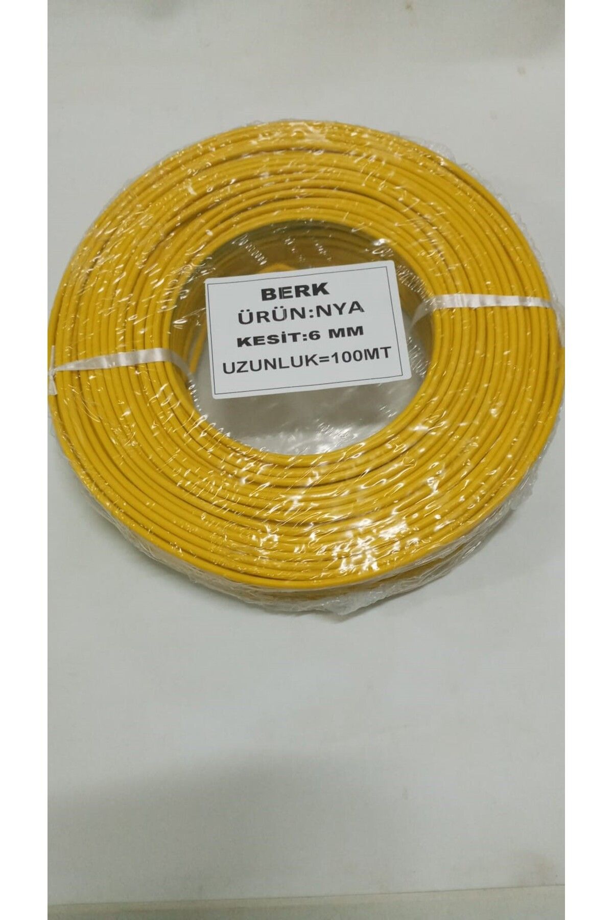 BERKS 6 mm Sarıyeşil NYA Kablo 100 Metre TAM KESİT 1. kalite cca kablo
