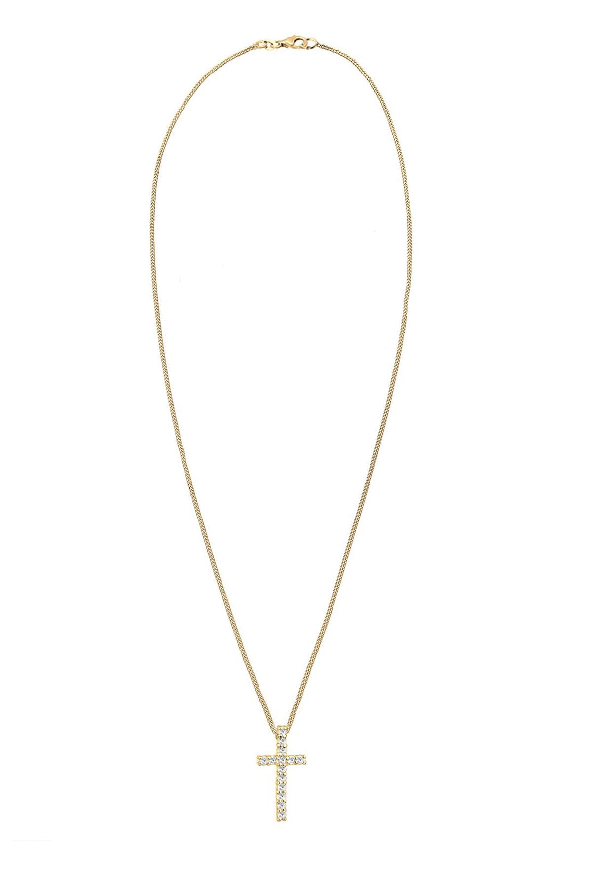 ELLI-Halskette Damen Kreuz Anhänger Elegant mit Kristallen in 925 Sterling Silber vergoldet 3