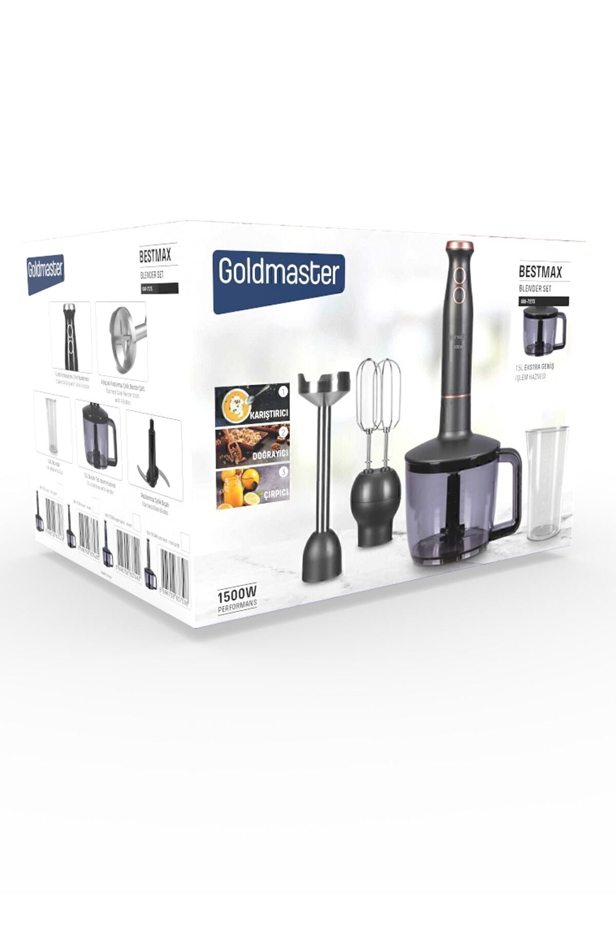 GOLDMASTER-مجموعة خلاطات متعددة من الفولاذ المقاوم للصدأ 3 في 1 بقوة 1500 وات من بيست ماكس أنثراسايت 8