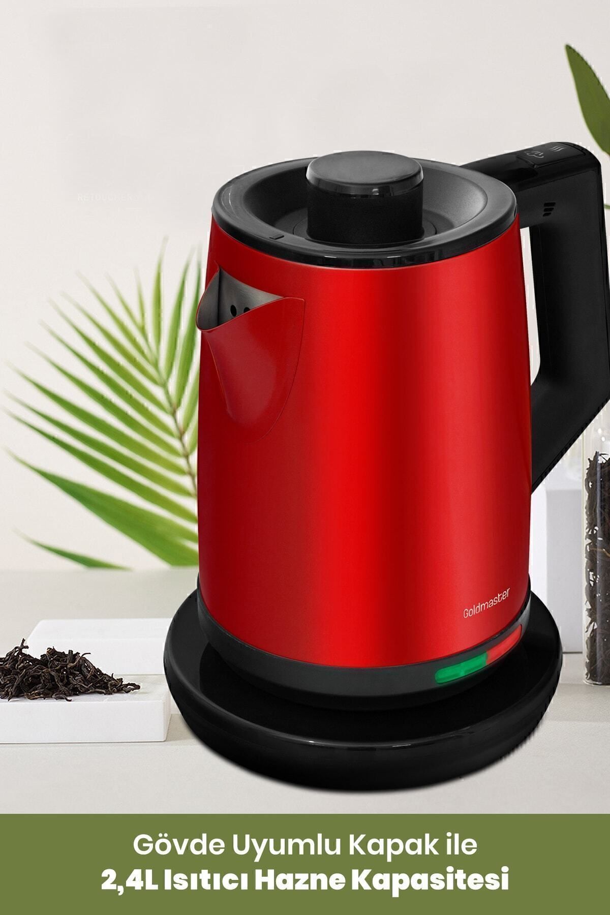 GOLDMASTER-Sip Matte Red Stainless Steel 2200 Watt Steel Tea Maker And Water Heater 4