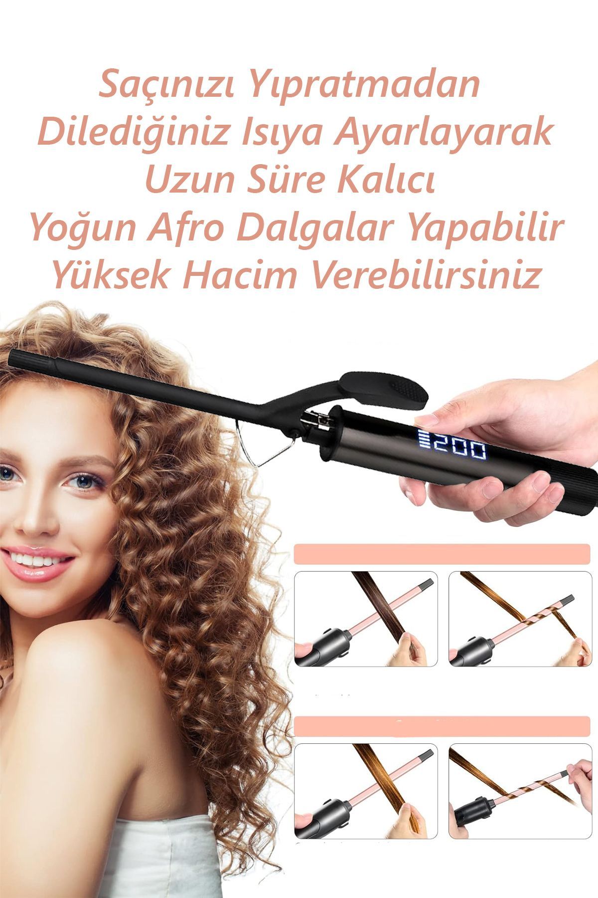 Shibowavy-9mm Curly - Thin Hair Curling Iron (Afro Wave) with Clips and Long Gloves Gift 5