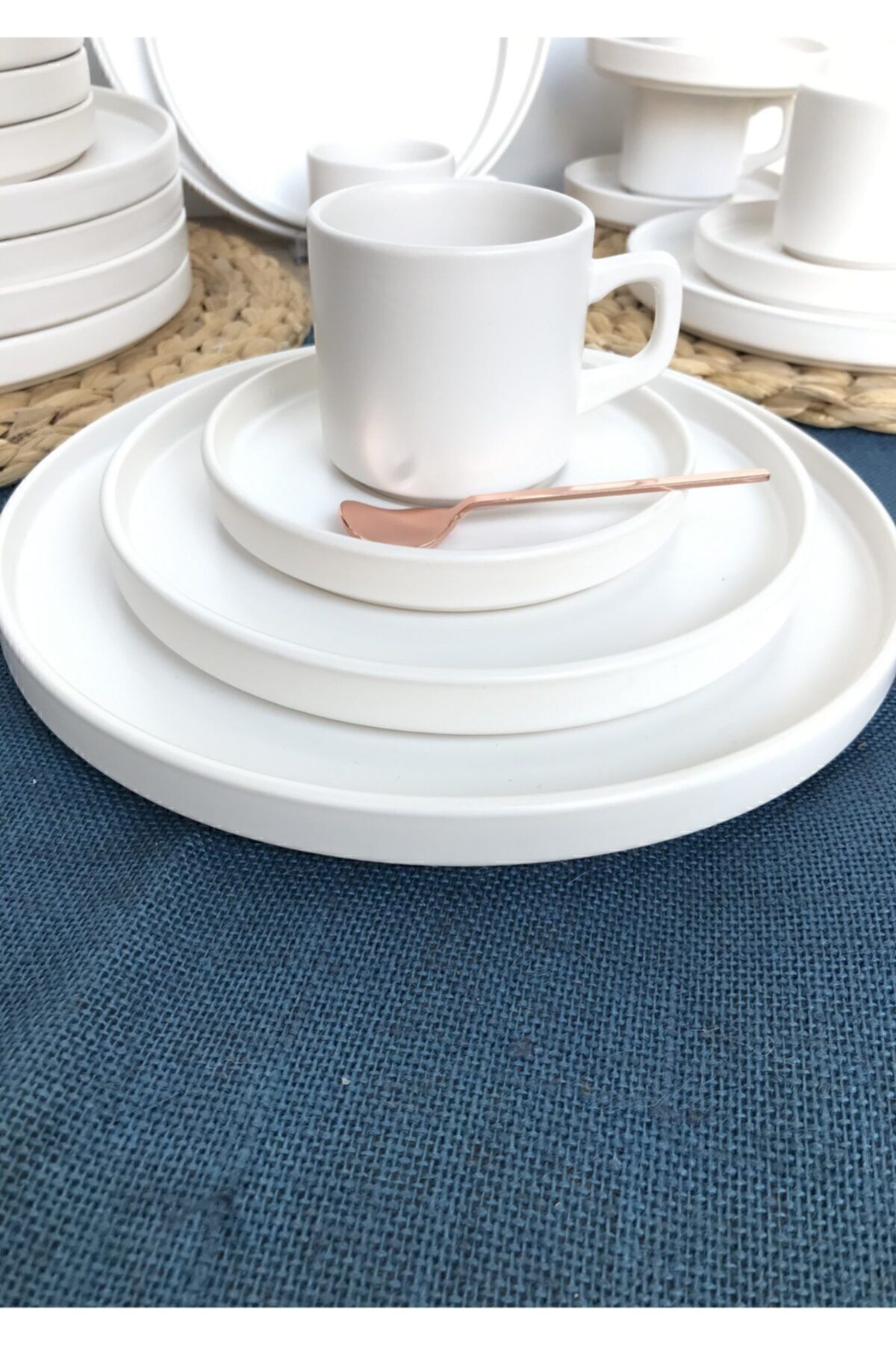 GULHANILE-Stackable Matte White 24 Piece Breakfast Set for 6 Persons 1