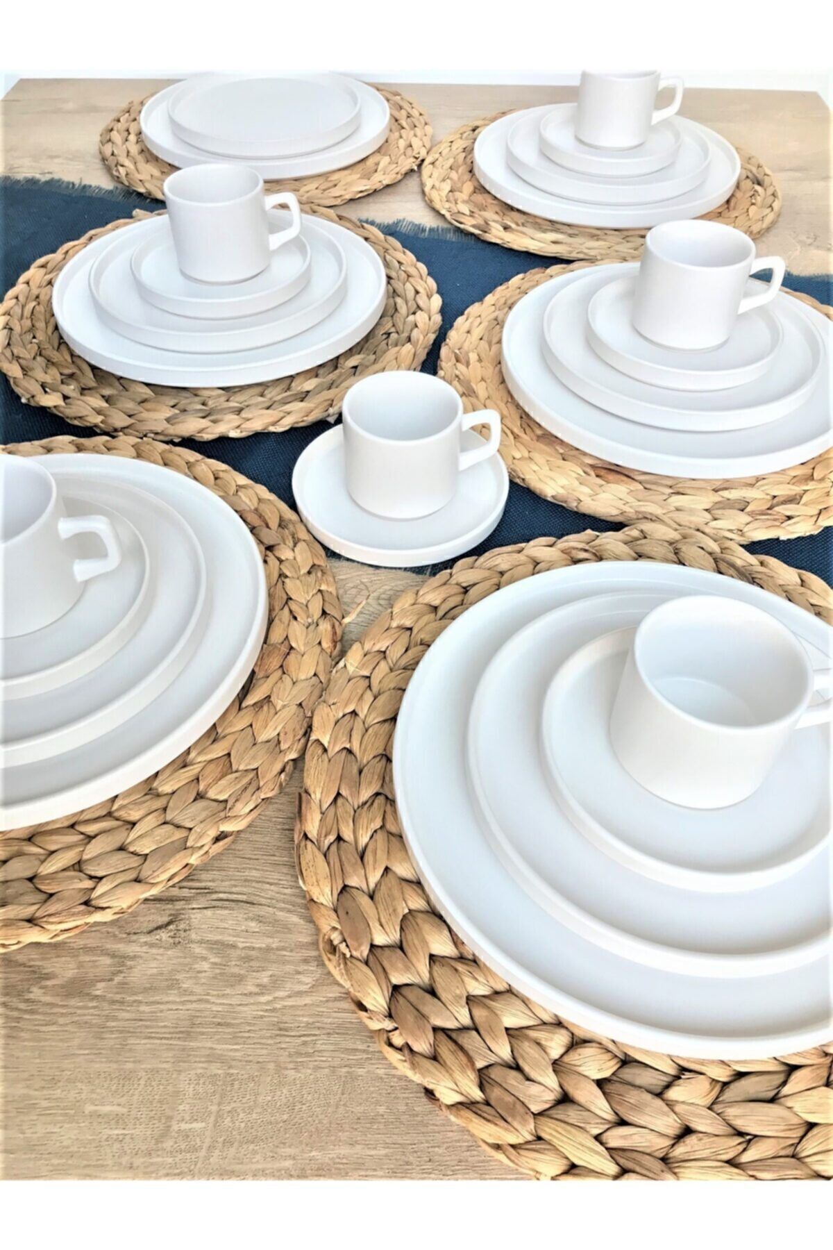 GULHANILE-Stackable Matte White 24 Piece Breakfast Set for 6 Persons 2