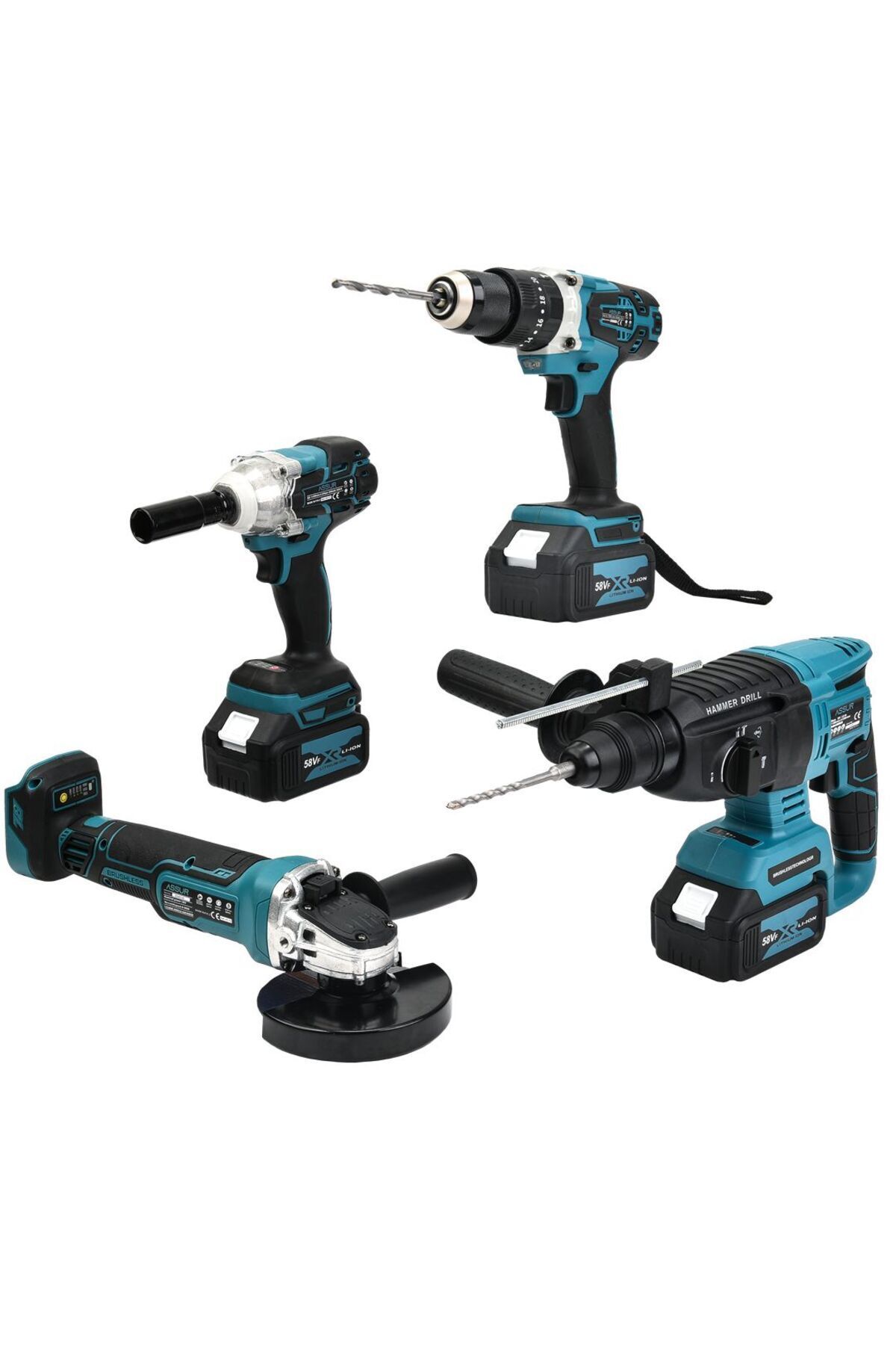 prohummer Ekinler El Aletleri Asr1041 Akülü 4lü Makine Seti