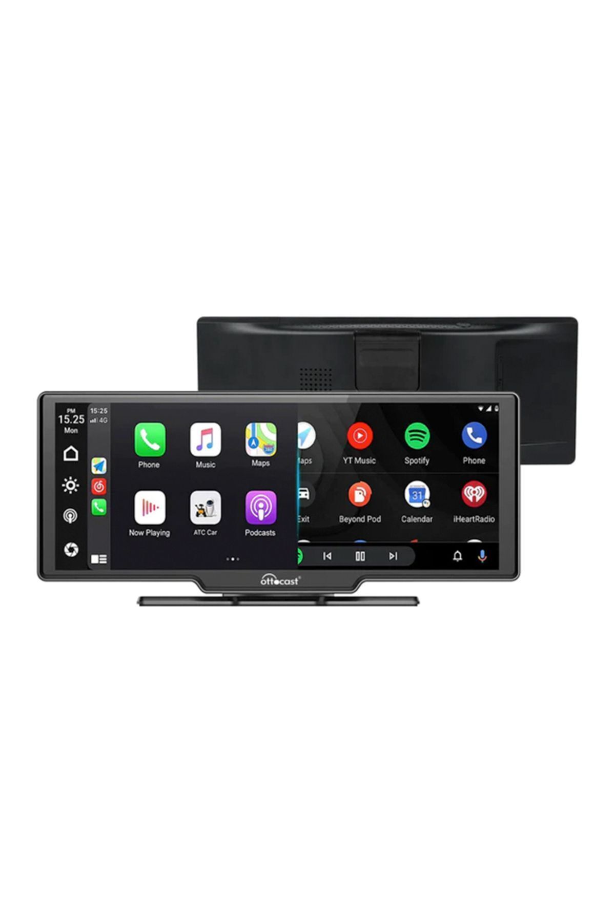 Ottocast-10" Portable Apple CarPlay & Android Auto, Torpedo Top Vehicle Multimedia with Front & Rear Camera 2