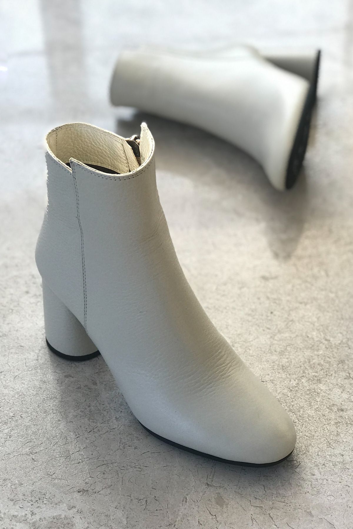 TUNAELLİ-Nude Colored Women's Boots - Genuine Natural Leather & Bootie 3