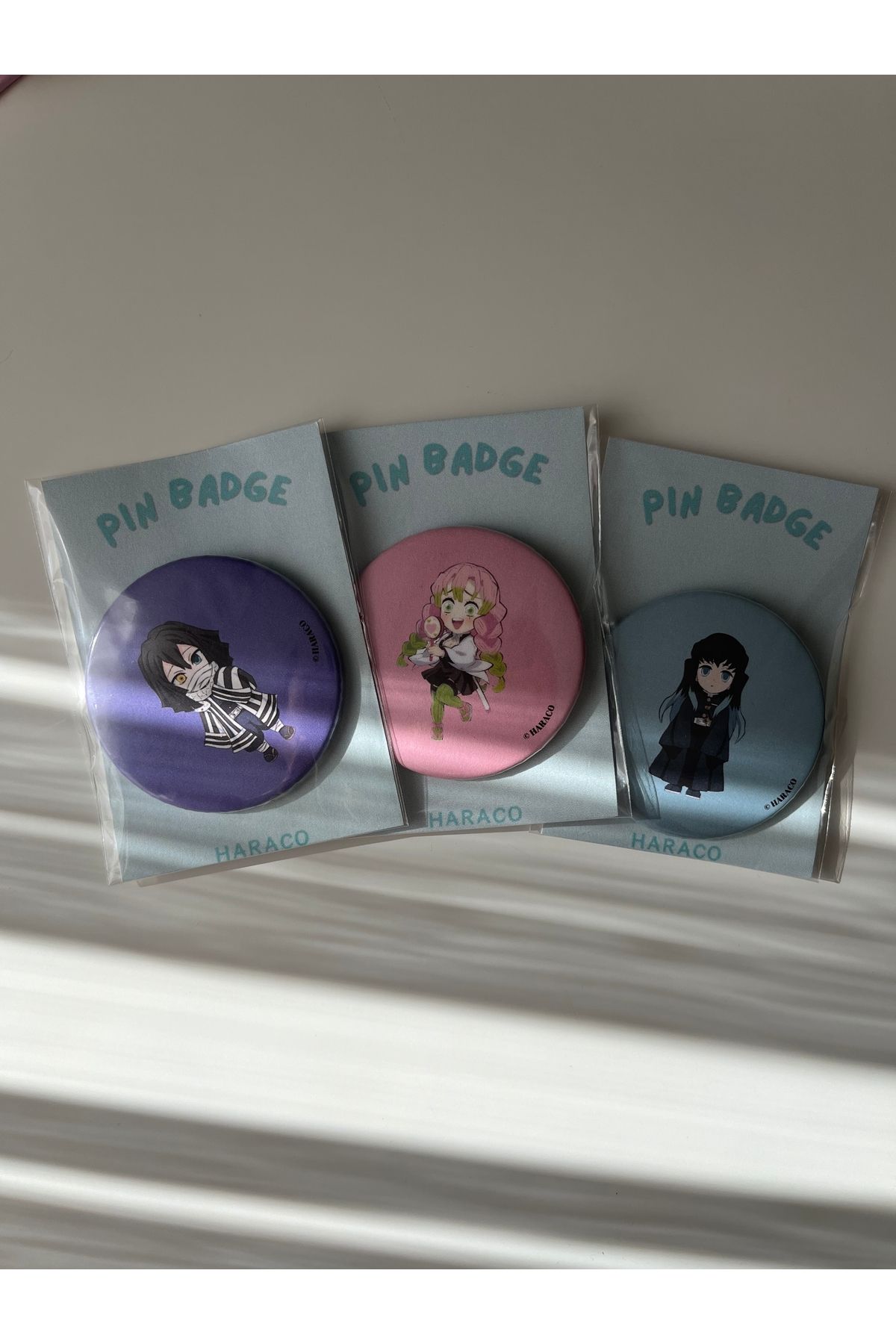 Demon Slayer Anime 3-Piece Anime Badge (OBANAI, MITSURI and MUICHIRO)