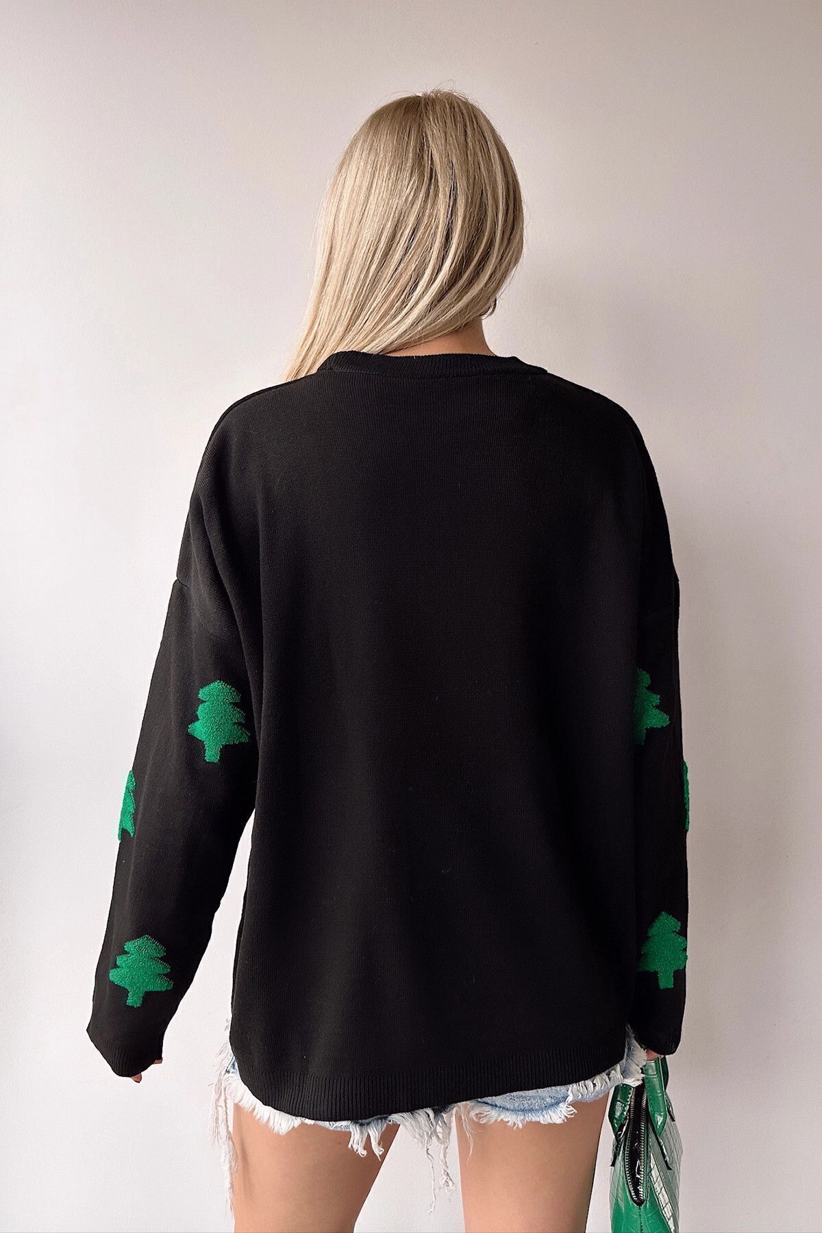 bacc-Women's Black Oversize Knitwear Sweater Bc 231051 6