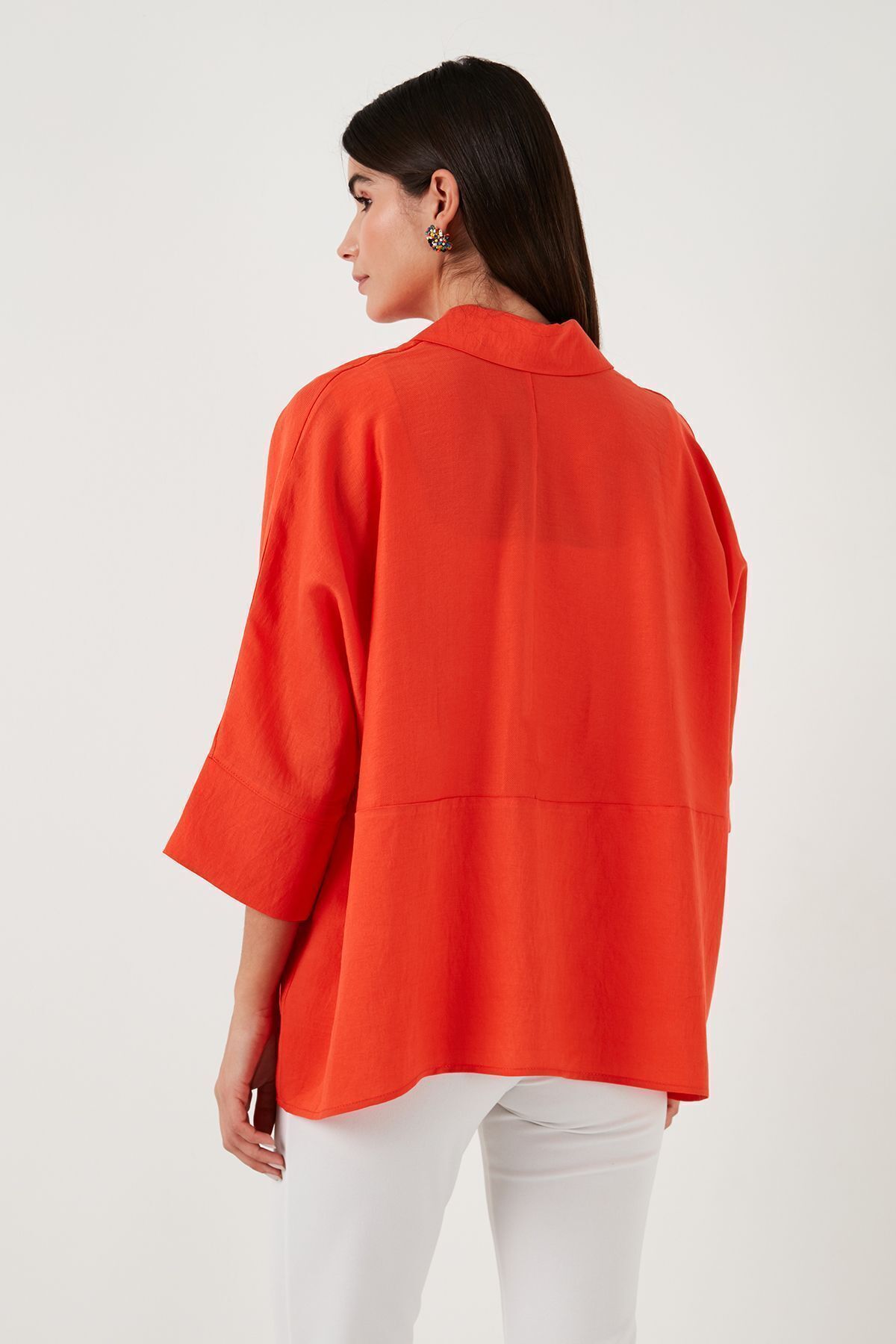 Lela  Truvakar Kol % 100 Pamuk Oversize Gömlek Gömlek 514344010 L - Görsel 6