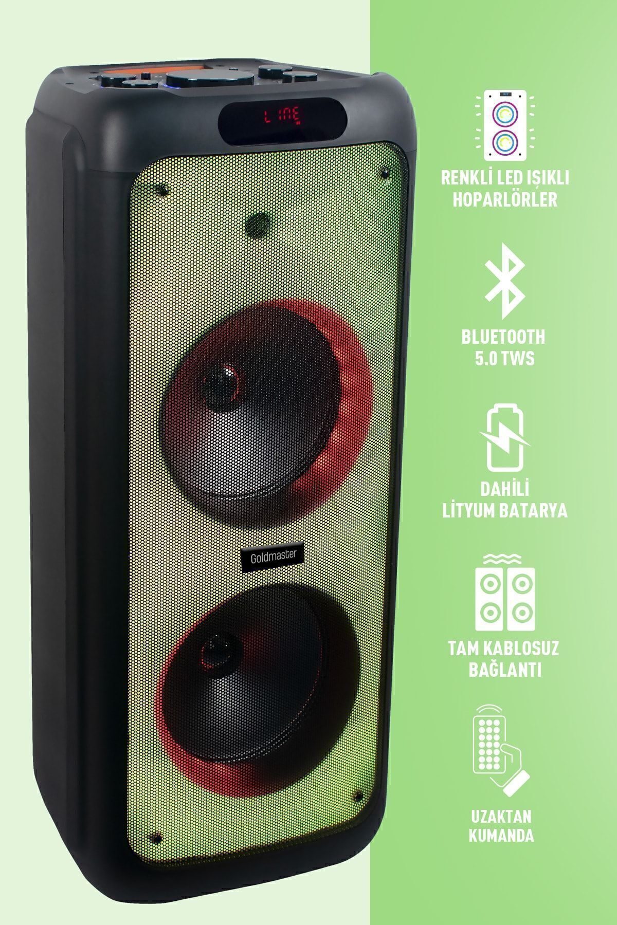 Taşınabilir Şarj Edilebilir Party Box Işıklı Bluetooth Hoparlör 2