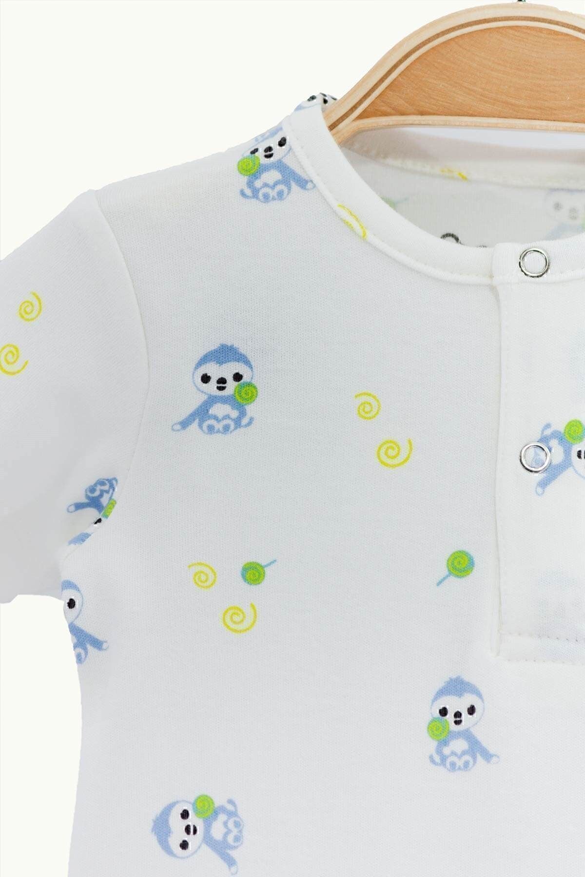 Boumini Pamuklu Kısa Kollu Bebek Şort Tulum Mavi Miskin fotoğrafı 3 (önizleme)