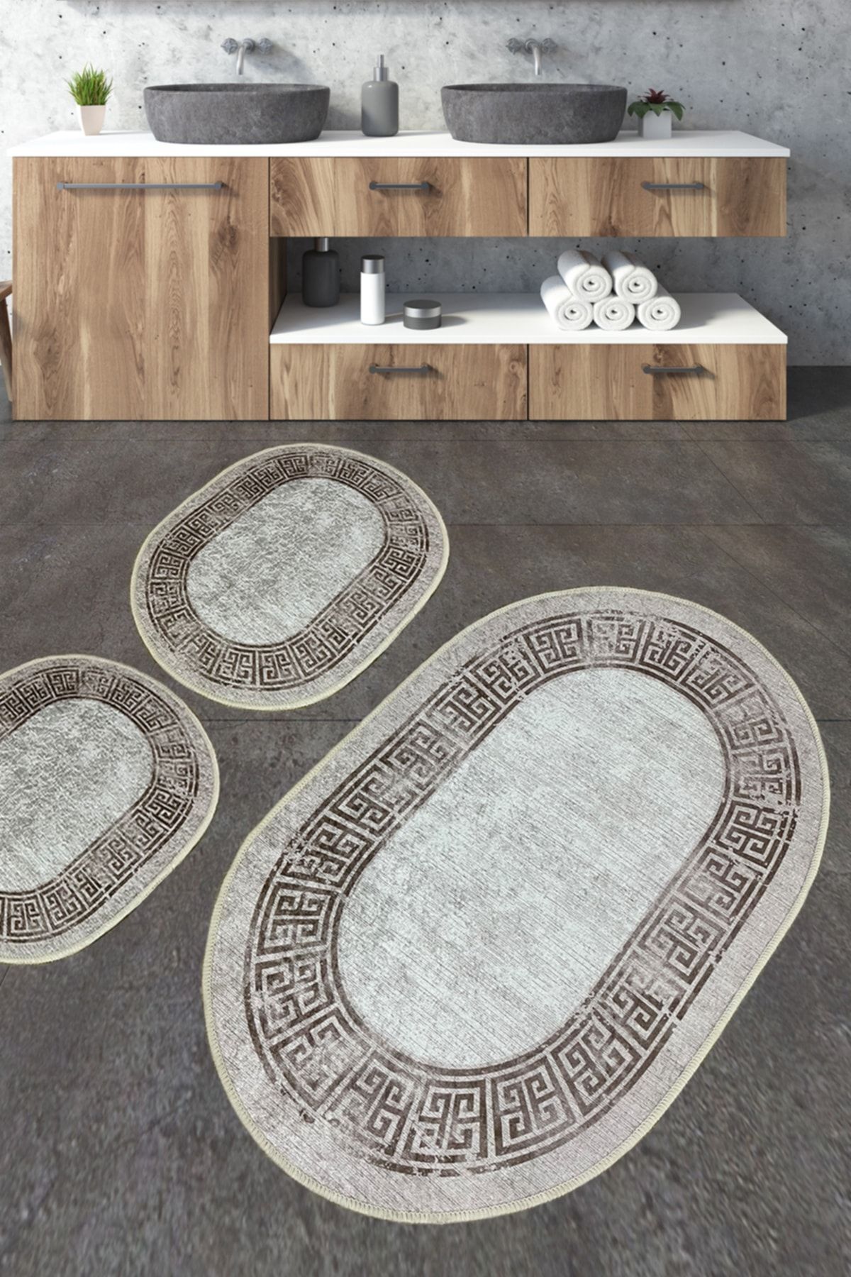 پادری حمام فرش ARTURO 3 SET CARPET MATPAS قابل شستشو KAYMAZ DJTBANYO Chilai Home