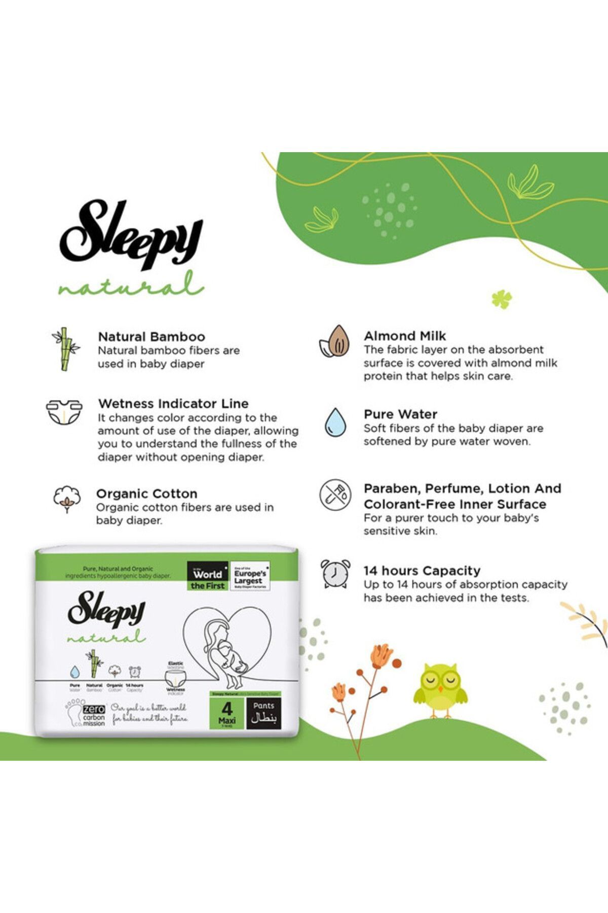 Sleepy-Natural Pants Size 4 | 120 Count | 4X30 Comfort | Hypoallergenic | 100% Dryness 4