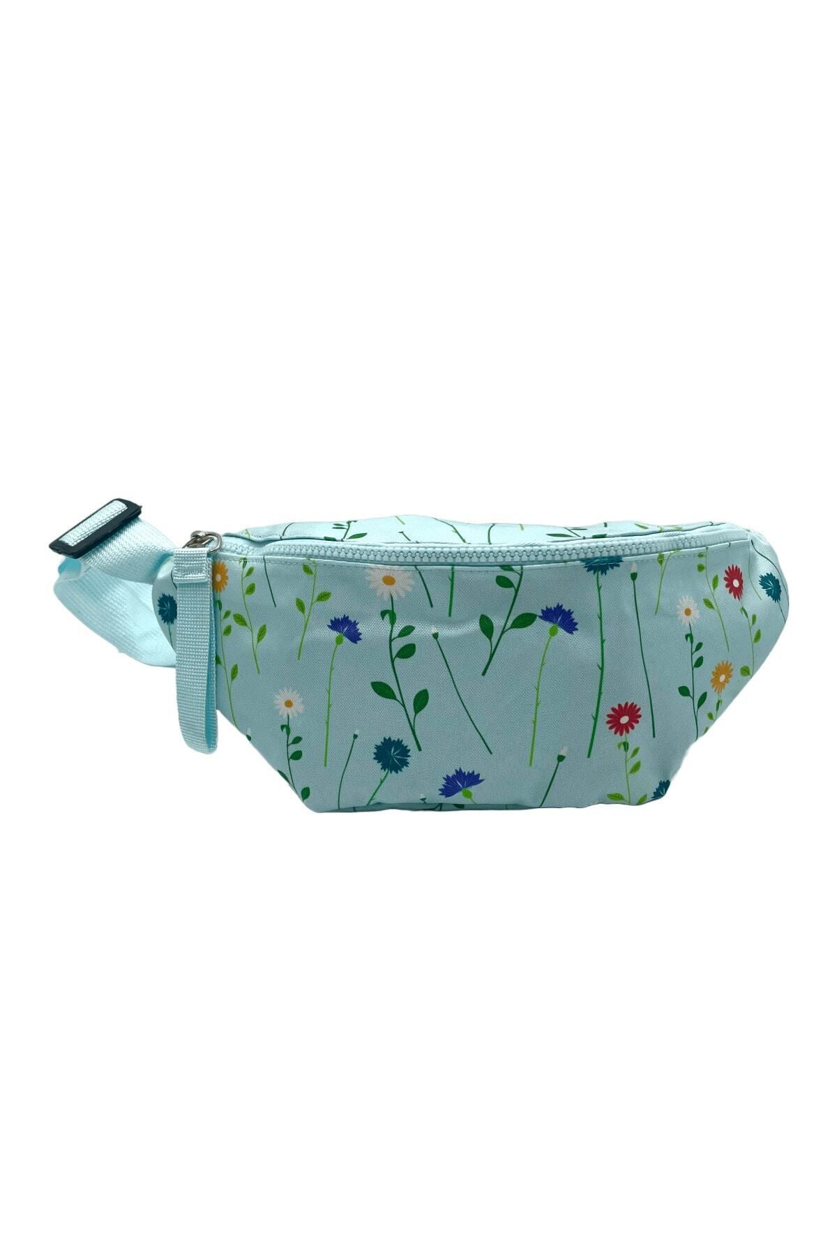 Differ Studio-Baby Blue Flower Pattern Waist Bag/Waterproof Fabric/unisex/large Inner Volume 4