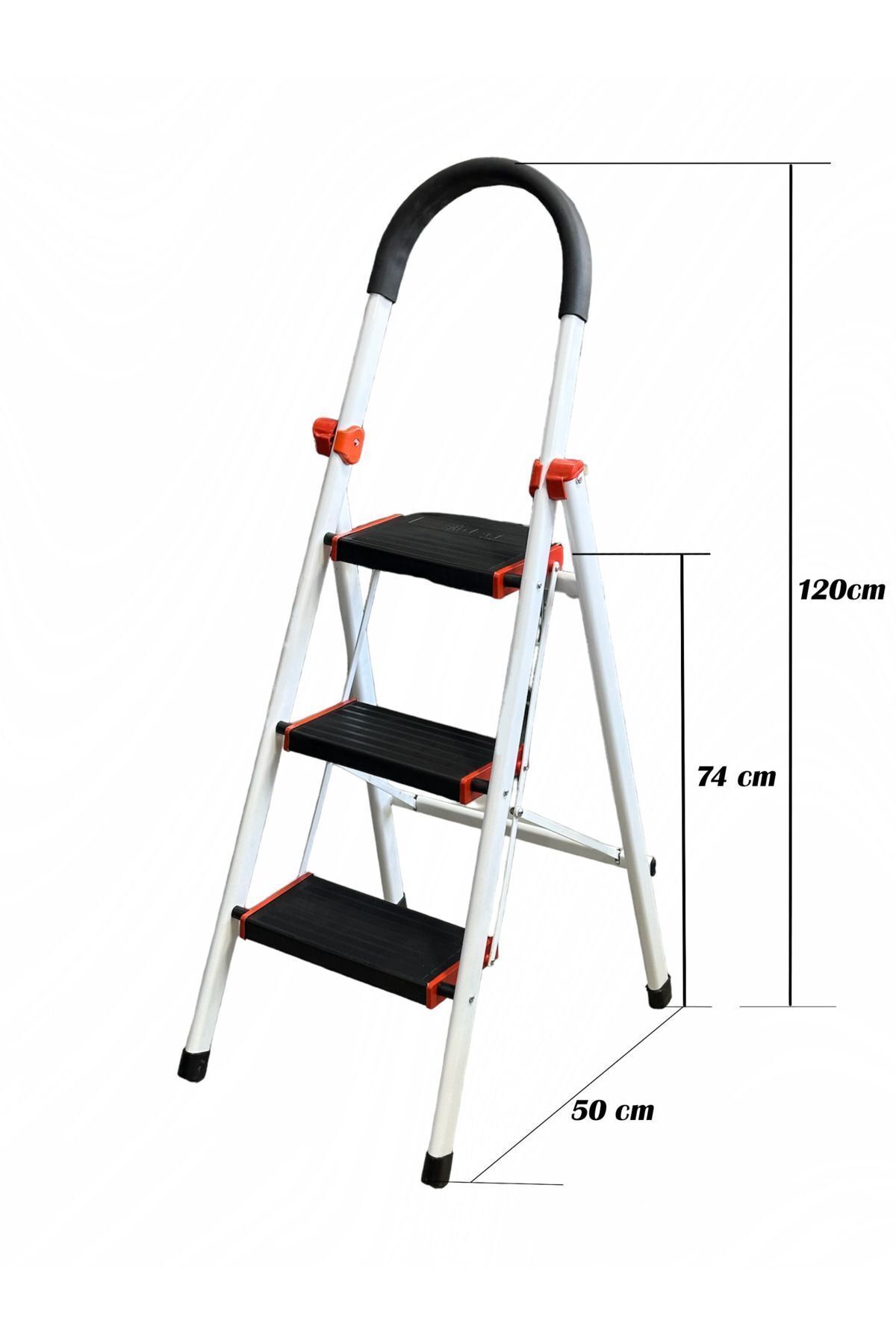 Merdivenler 3 Basamak Ev Tipi Merdiven (2+1) Geniş Basamaklı Atölye Merdiveni Katlanabilir Merdiven - 6