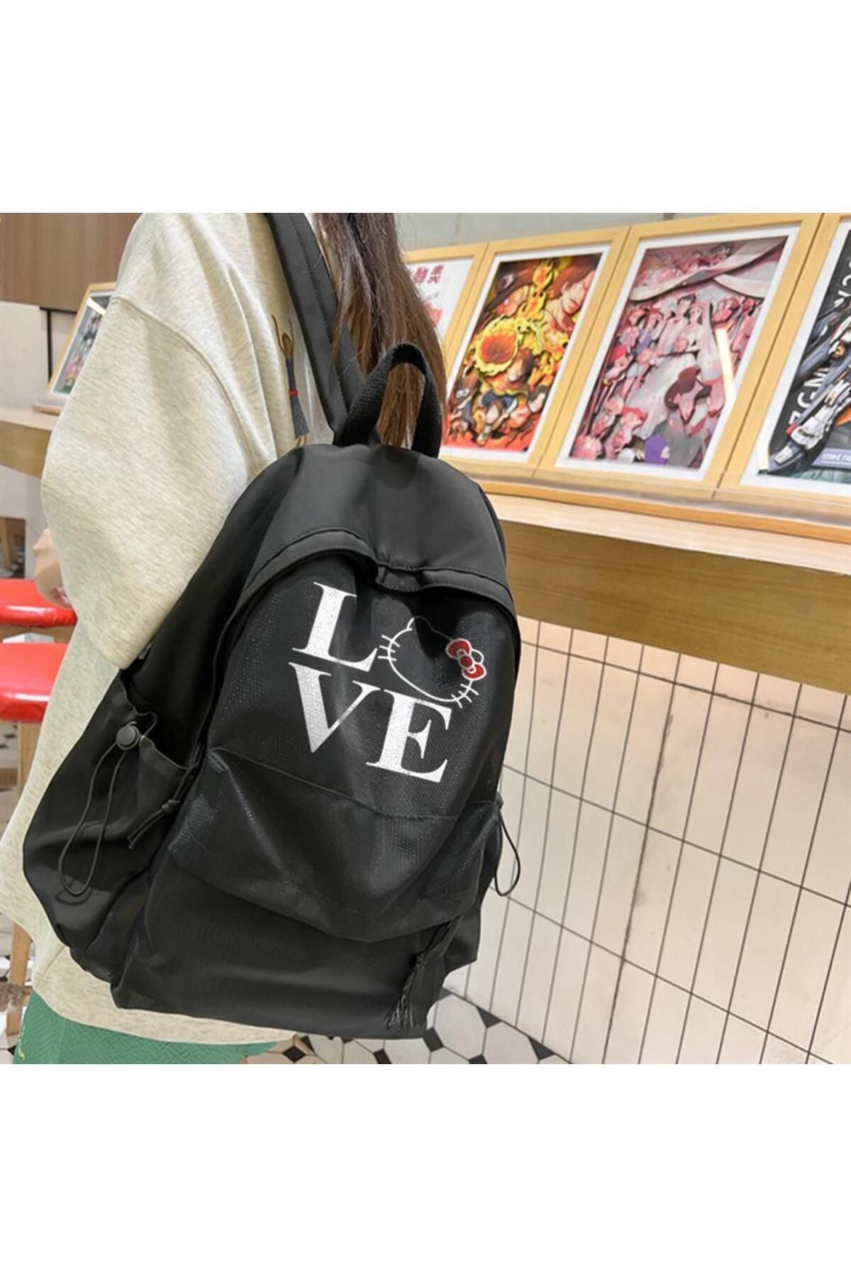 کوله پشتی زنانه مشکی Genel Markalar | baskili03922canta اورجینال - تصویر 2