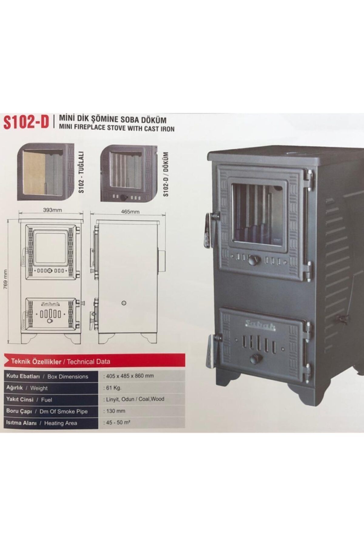 S102d Mini Dik Döküm Şömine Soba 2