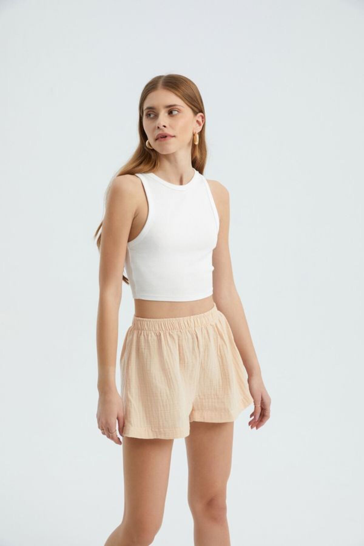 Hiccup-Linen High Waist Elastic Waist Shorts 6
