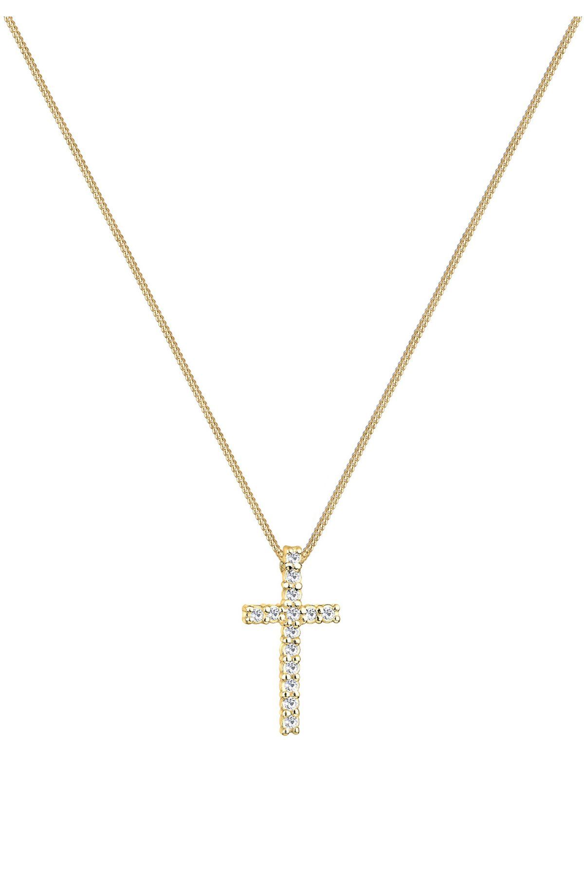 ELLI-Halskette Damen Kreuz Anhänger Elegant mit Kristallen in 925 Sterling Silber vergoldet 2