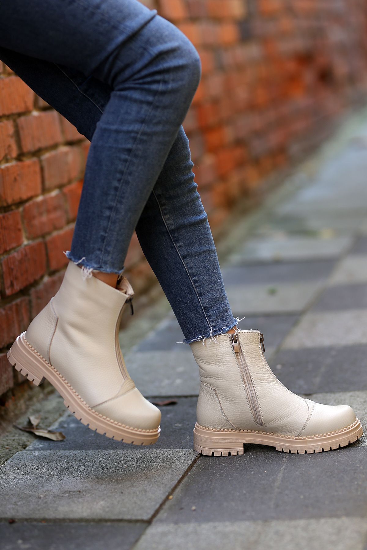 بوت مردانه بژ EREN SHOES BAG | İSLAND اورجینال - تصویر 3