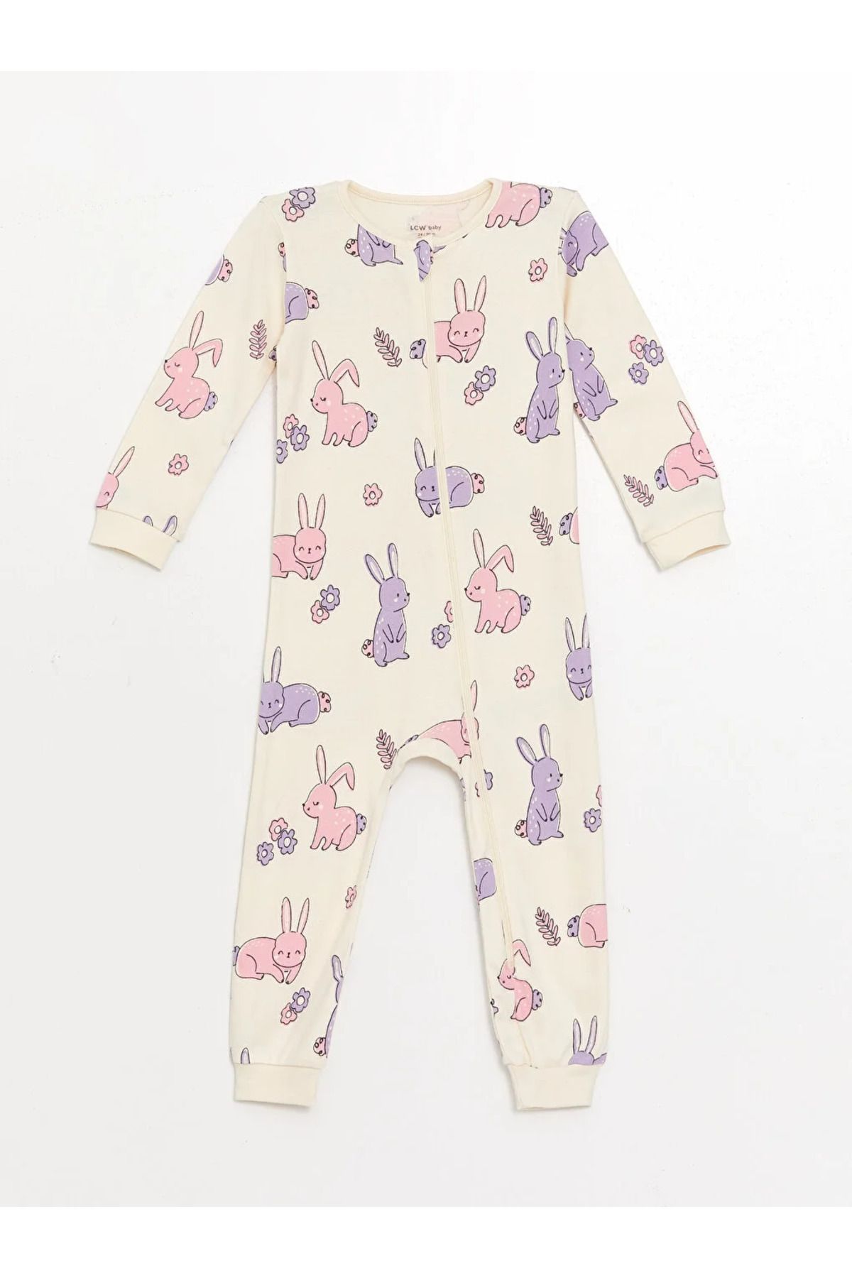 LC Waikiki-Lcw Baby Crew Neck Long Sleeve Baby Girl Combed Cotton Romper 3Pcs 3
