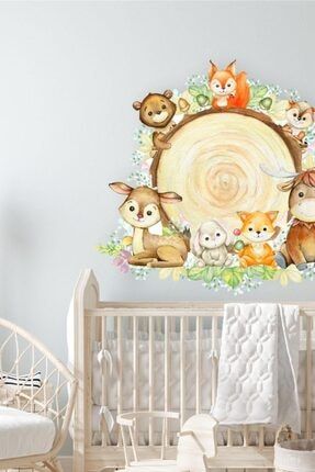 Kütükte Sevimli Hayvanlar Çocuk Bebek Odası Duvar Sticker k565
