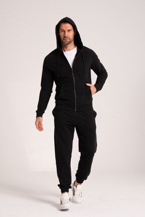Kapüşonlu Fermuarlı Erkek Sweatshirt, Yüksek Kalite %95 Pamuk Siyah Sweatshirt 8683382505602 NEWCES-5009