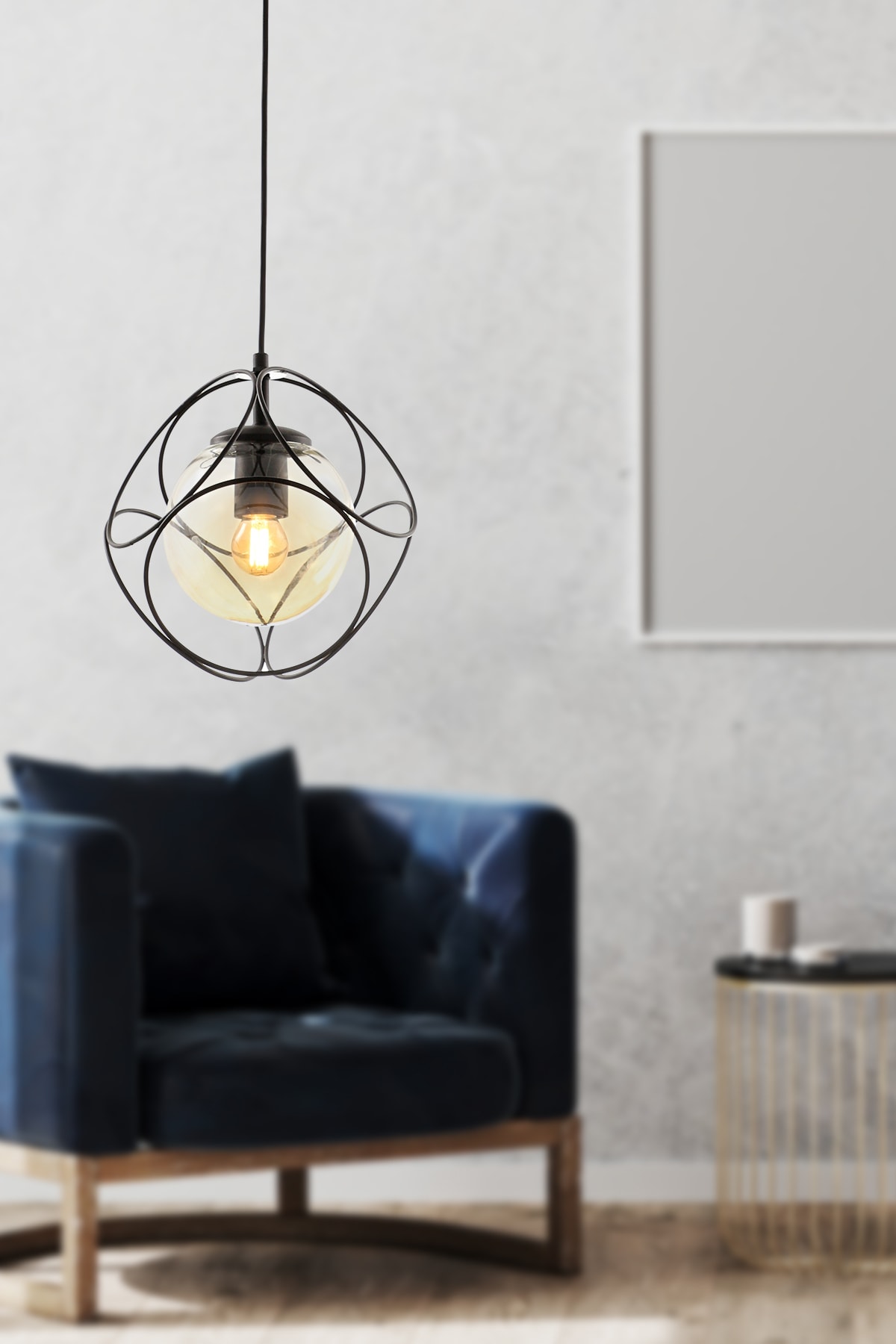 Suna SingleBlack-Honey Glass Chandelier