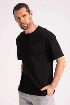 Oversize Erkek Tişört, Yüksek Kalite %100 Pamuk Göğüste Baskı Detaylı Siyah Tshirt 8683382506456 NEWCES-5002