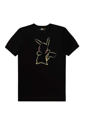 Pokemon Pikachu Line Siyah Erkek T-shirt1 05324