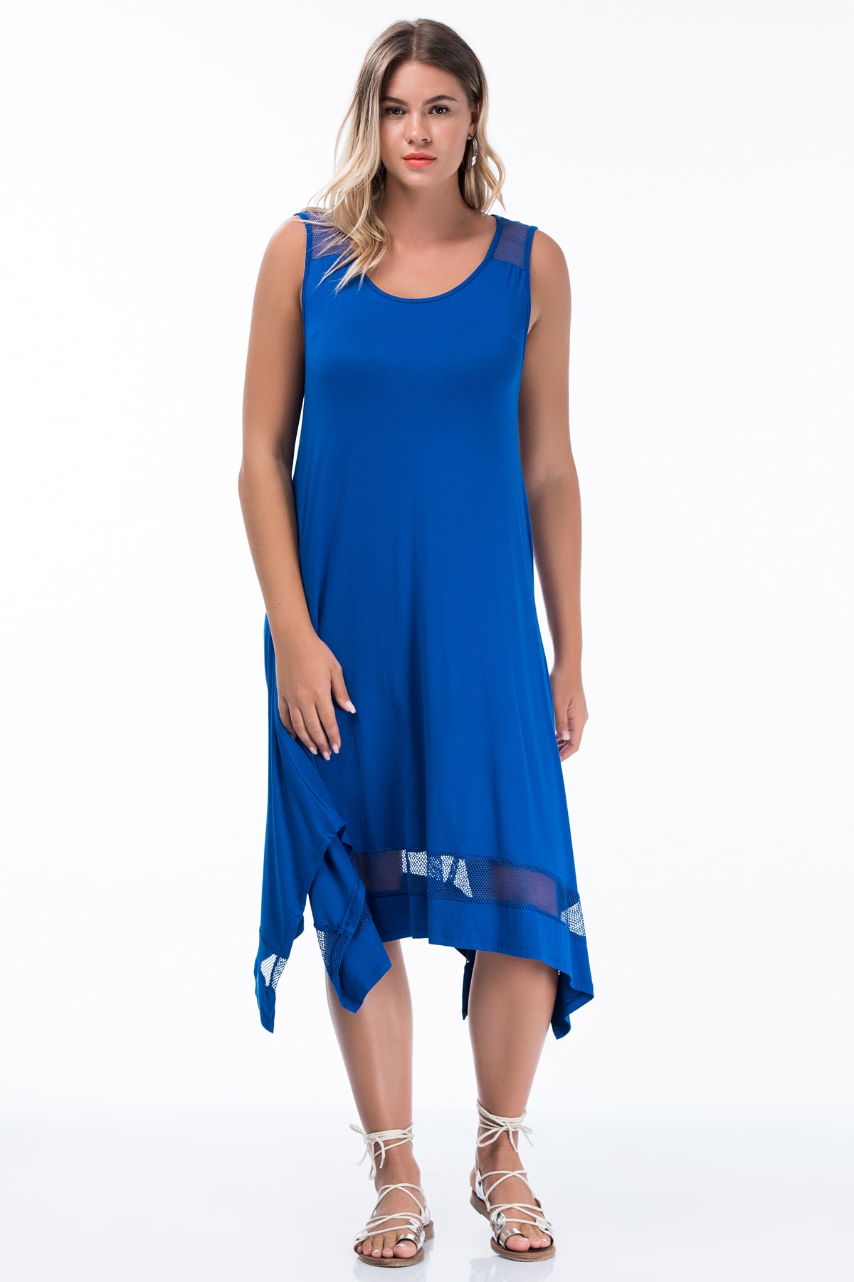 Şans Große Größen in Kleid Blau Basic Fast ausverkauft UN8231