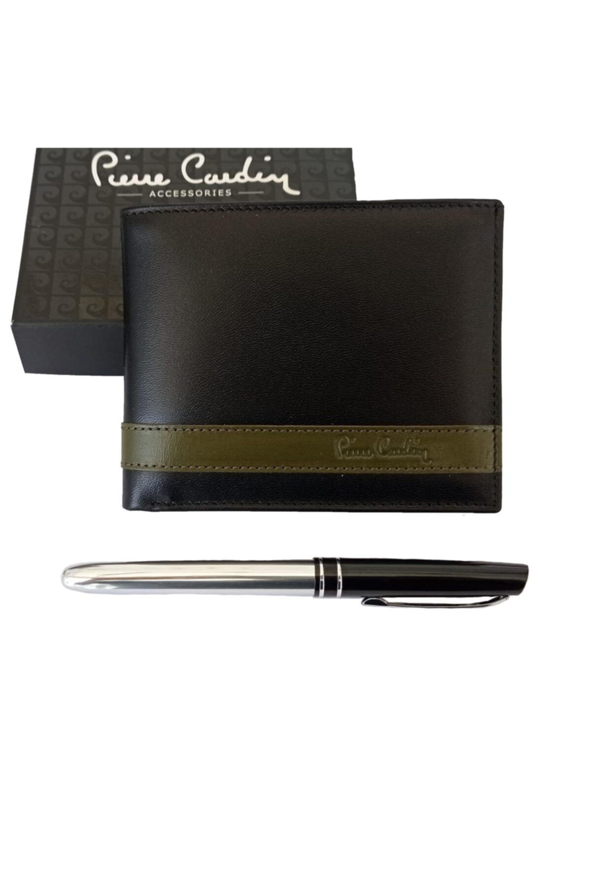 Pierre Cardin Striped Genuine Leather Men s Wallet Pen Gift