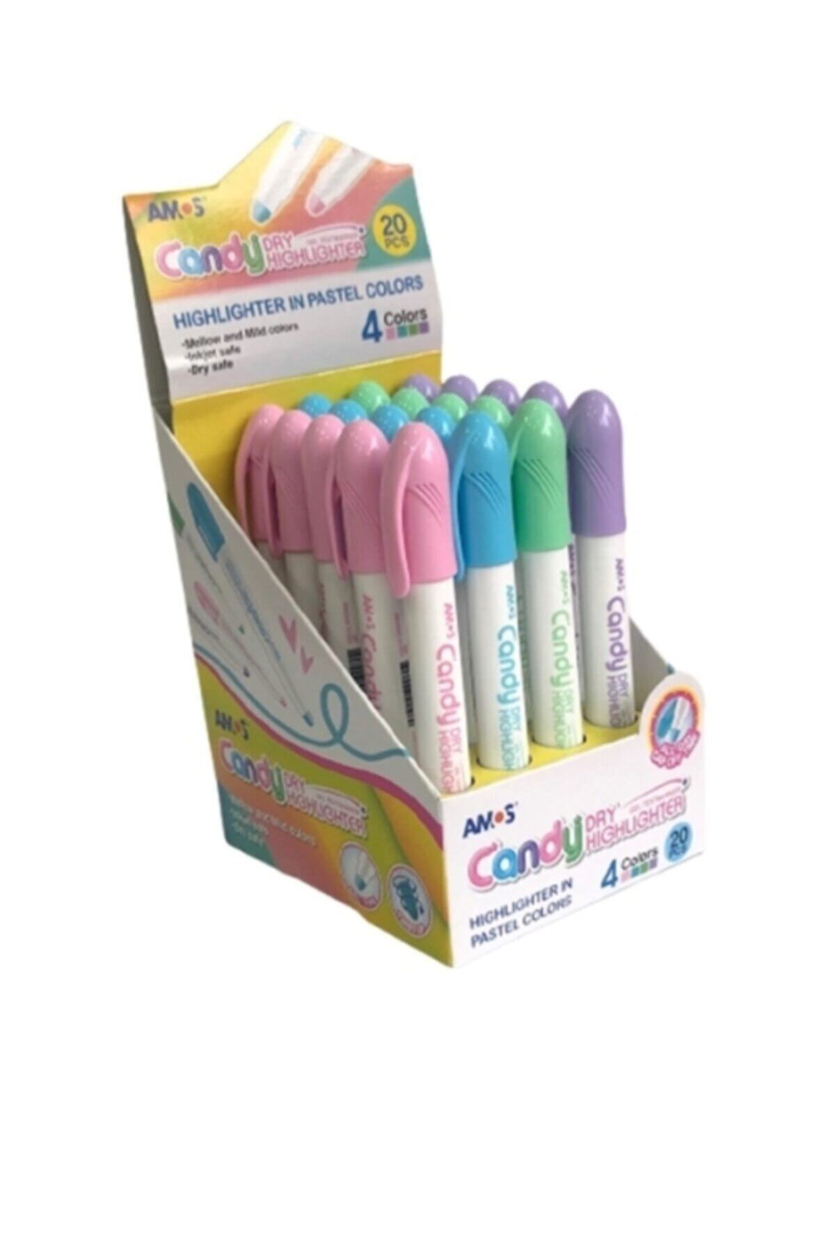 Amos Candy Jel Fosforlu Kalem Pastel Renkler 20'li Kutu