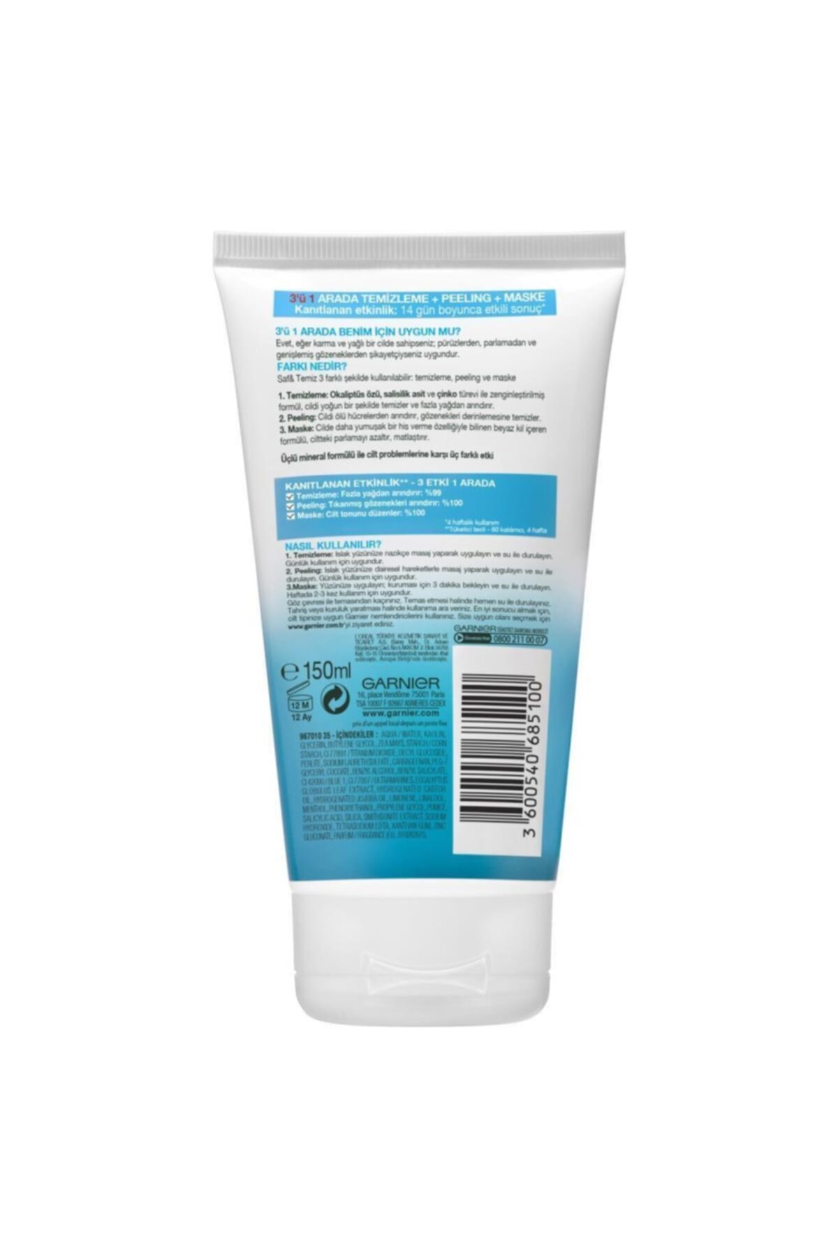 ماسک 150 میلی‌لیتری Saf & Temiz 3 در 1 + فوم شستشوی صورت 150 میلی‌لیتری Nivea مدل Canlandırıcı