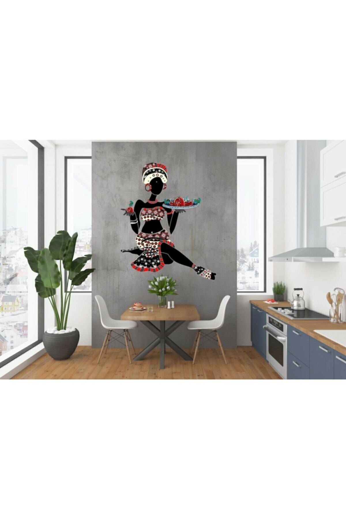 Tabak Tutan Kadın Dekoratif Duvar Sticker 40x60 Cm