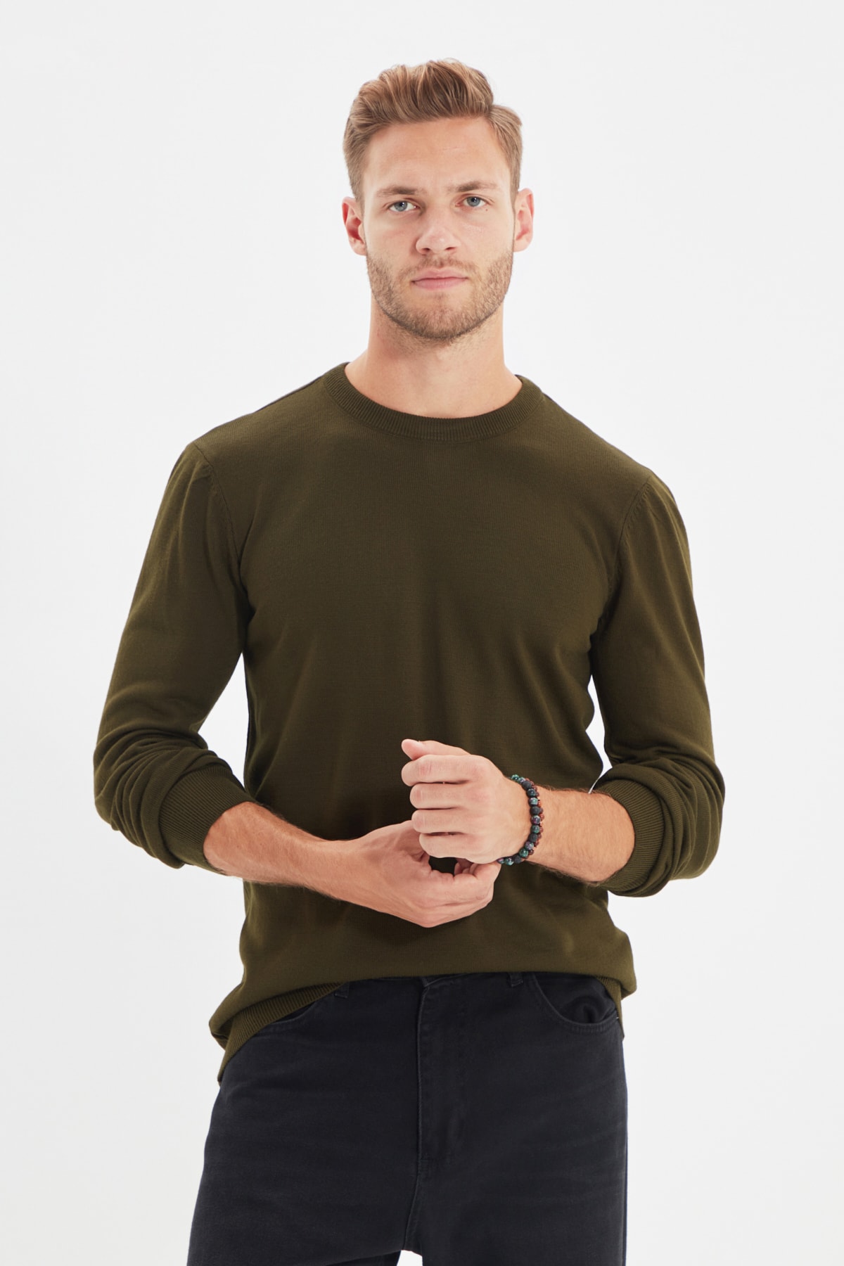 Trendyol Collection Pullover Khaki Slim Fit Fast ausverkauft
