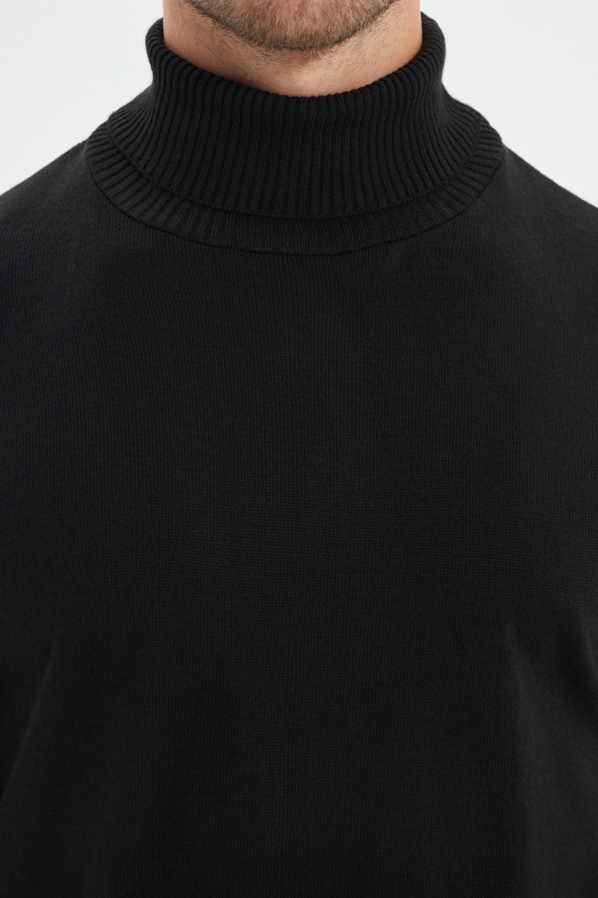 Trendyol Collection-Черен тънък пуловер Slim Fit с пълна яка с висока яка Tmnaw21Kz0755 4