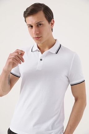 Twn Slim Fit Beyaz Pike Dokulu T-shirt 6EC146011783M