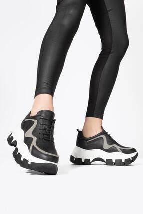 Hakiki deri kadın Sneaker Yüksek Tırtıklı Tabanlı Spor Ayakkabı 46.038