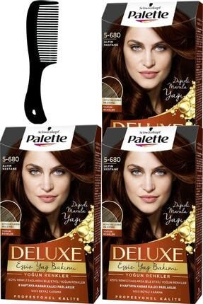 Deluxe Yoğun Renkler Saç Boyası 5-680 Altın Kestane X 3 Adet + Saç Açıcı Tarak iadelpal-3