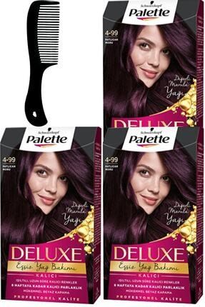 Deluxe Saç Boyası 4-99 Patlıcan Moru X 3 Adet + Saç Açıcı Tarak iadelpal-3