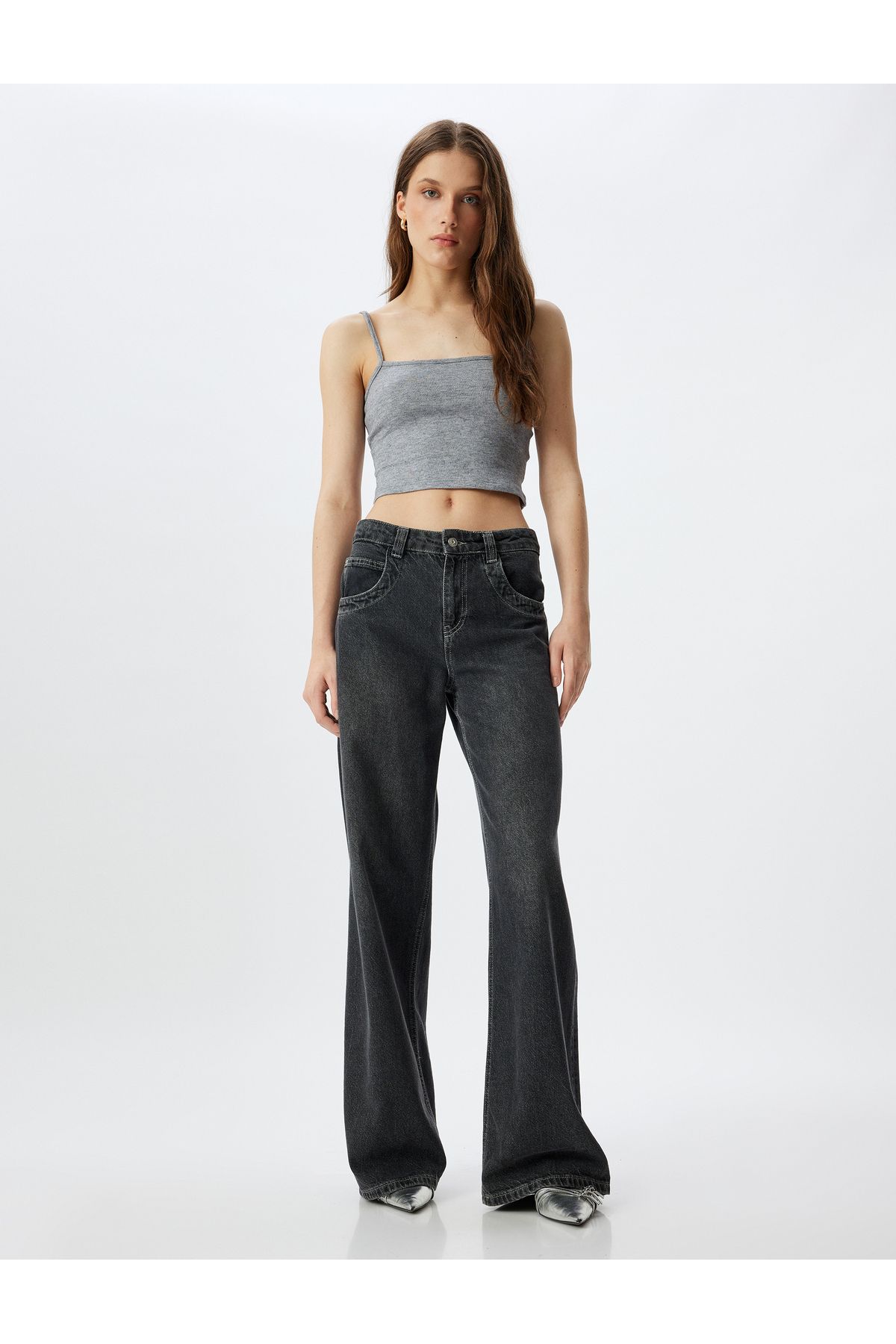 Koton-Slim Fit Crop Undershirt with Thin Straps 2