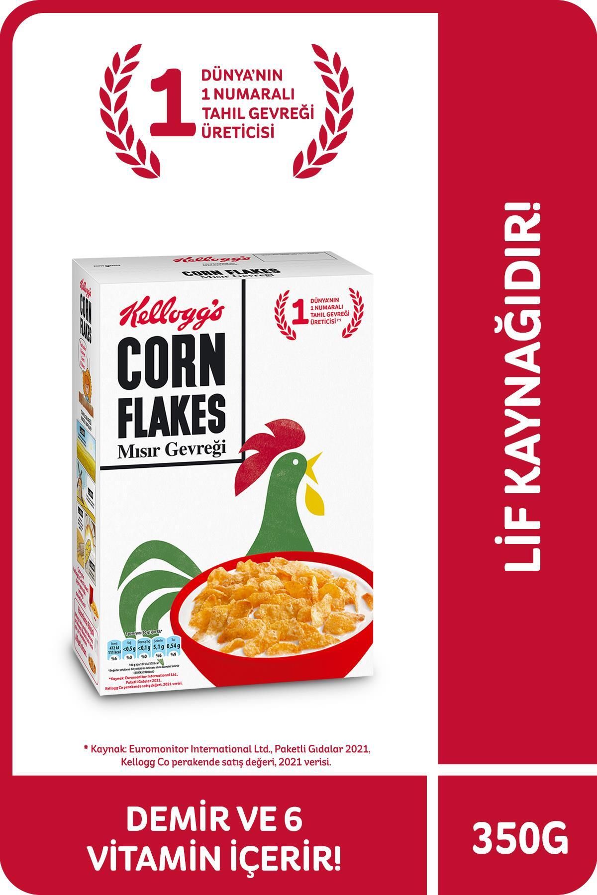 Kellogg's Corn Flakes Kahvaltılık Nostaljik Paket Mısır Gevreği 350 Gr,lif Ve Demir Kaynağı