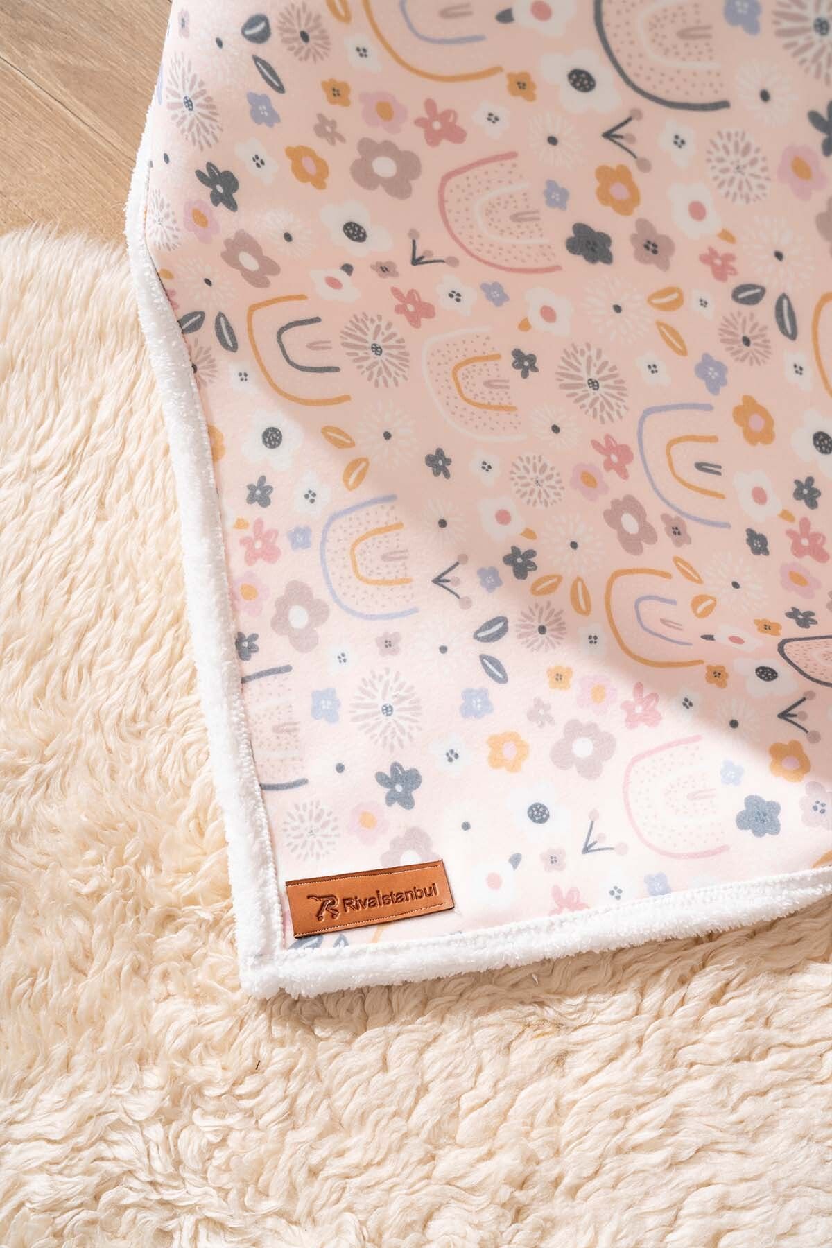 Rivaİstanbul-70X100 cm Rainbow Patterned Fluffy Baby Blanket 6