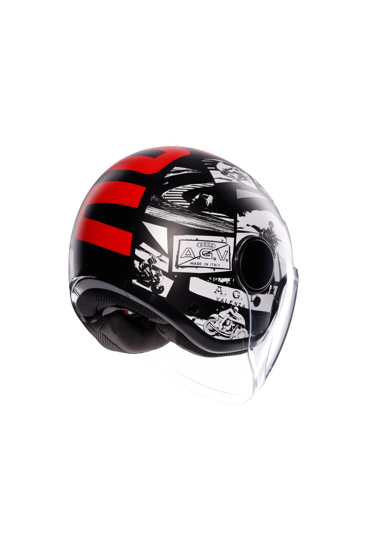 AGV-Eteres History Matt Black White Red Open Helmet 6