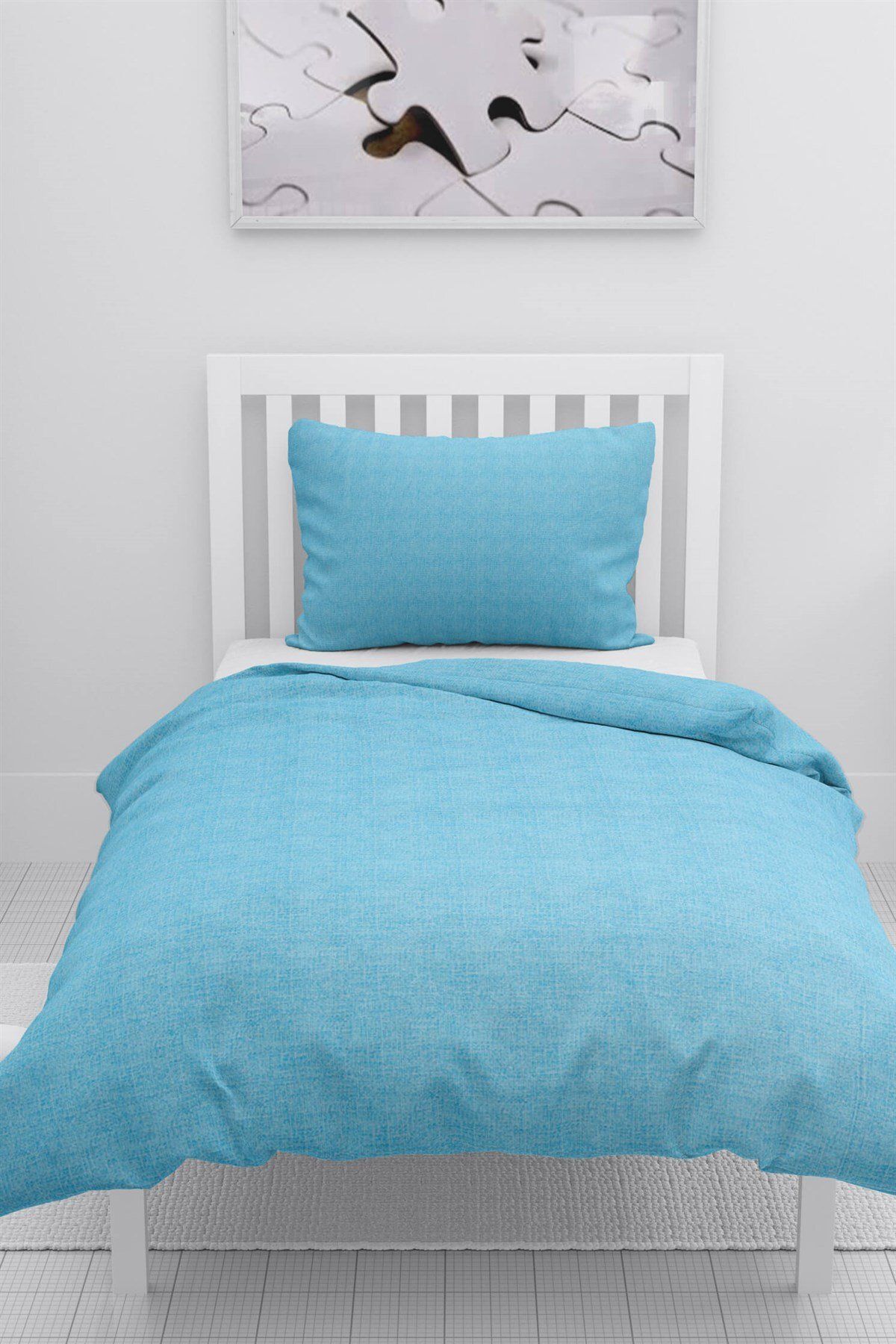 FAVORA-Vega Cotton Ranforce Single Duvet Cover Set - Light Blue 1