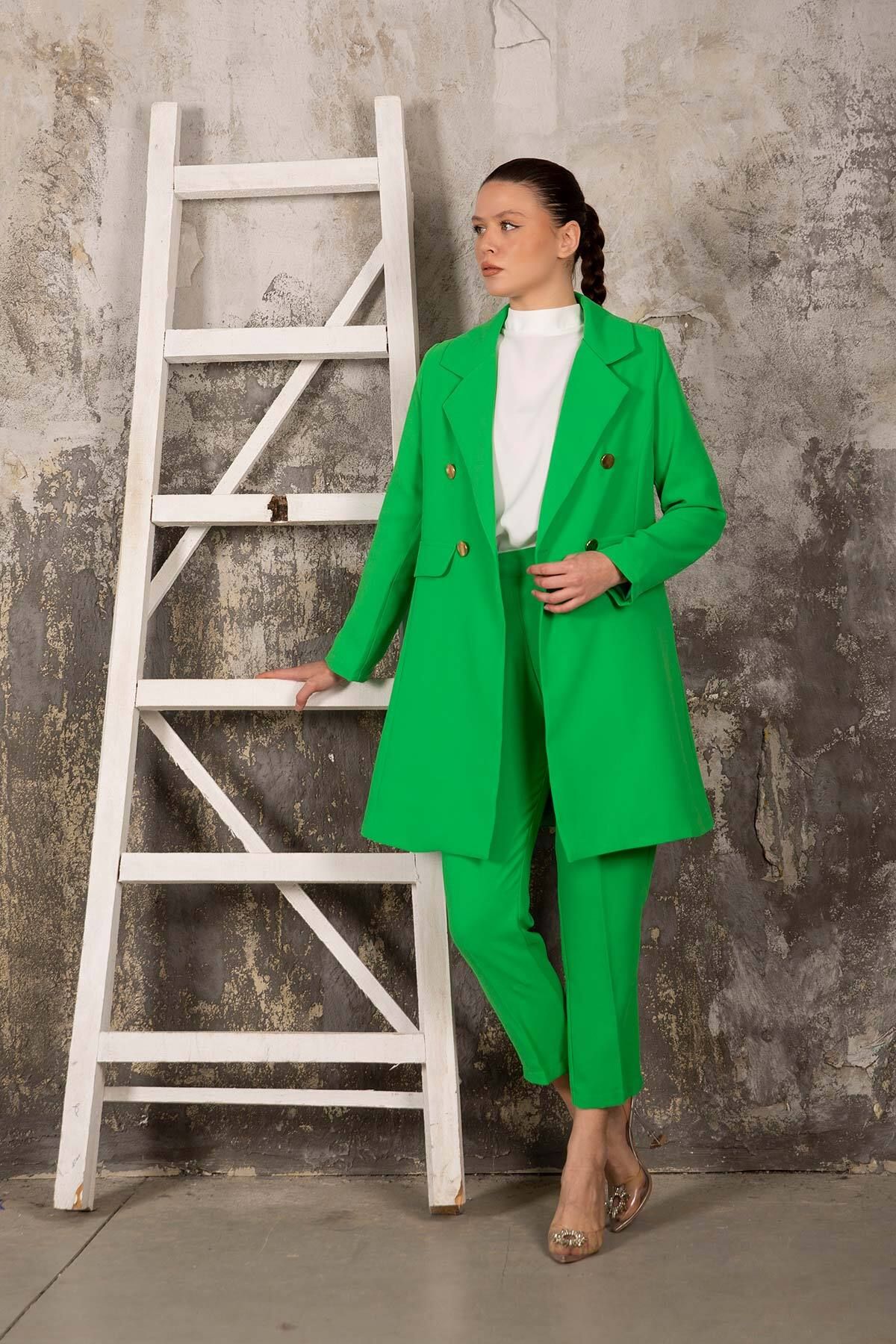 Melike Tatar-Green Business Jacket Set 32-3040 2